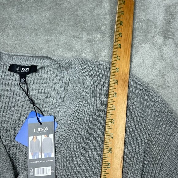 Hudson Los Angeles Gray Cotton Buttondown Cardigan L NWT 6522 - Picture 8 of 8